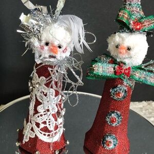 Festive Snowman Holiday Decor Set - Red and Green